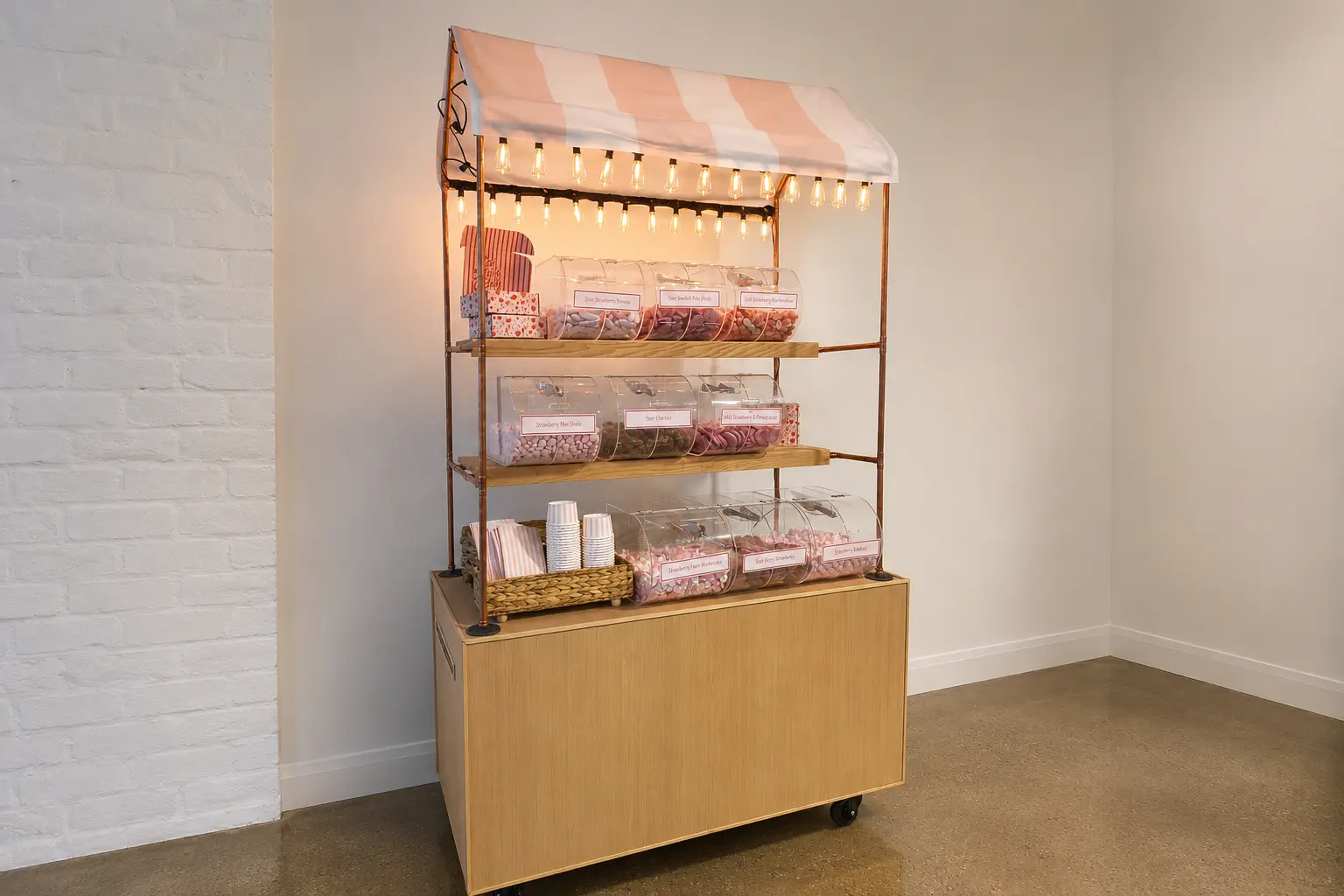 Indoor Swedish candy cart rental for Utah weddings and events