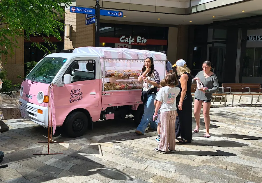 Swedish pick-a-mix candy selection on a candy truck in Utah
